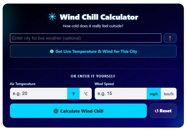 Wind Chill Calculator: How Cold Does It Really Feel? 1 wind chill calculator