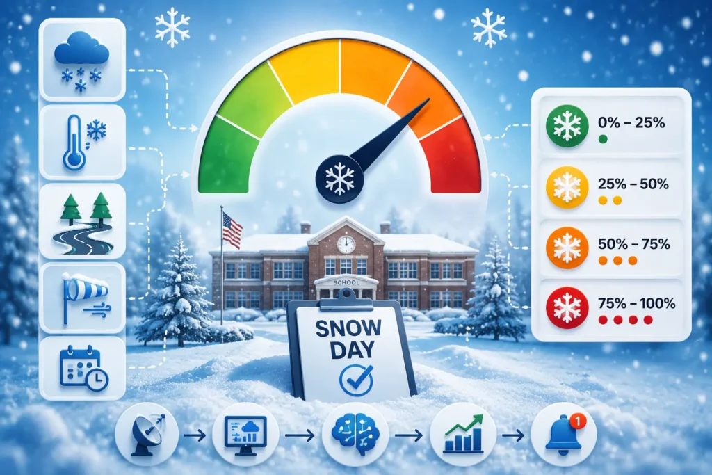 Snow Day Calculator – Predict Your Chances of School Closure Due to Weather 2026 3 snow day probability
