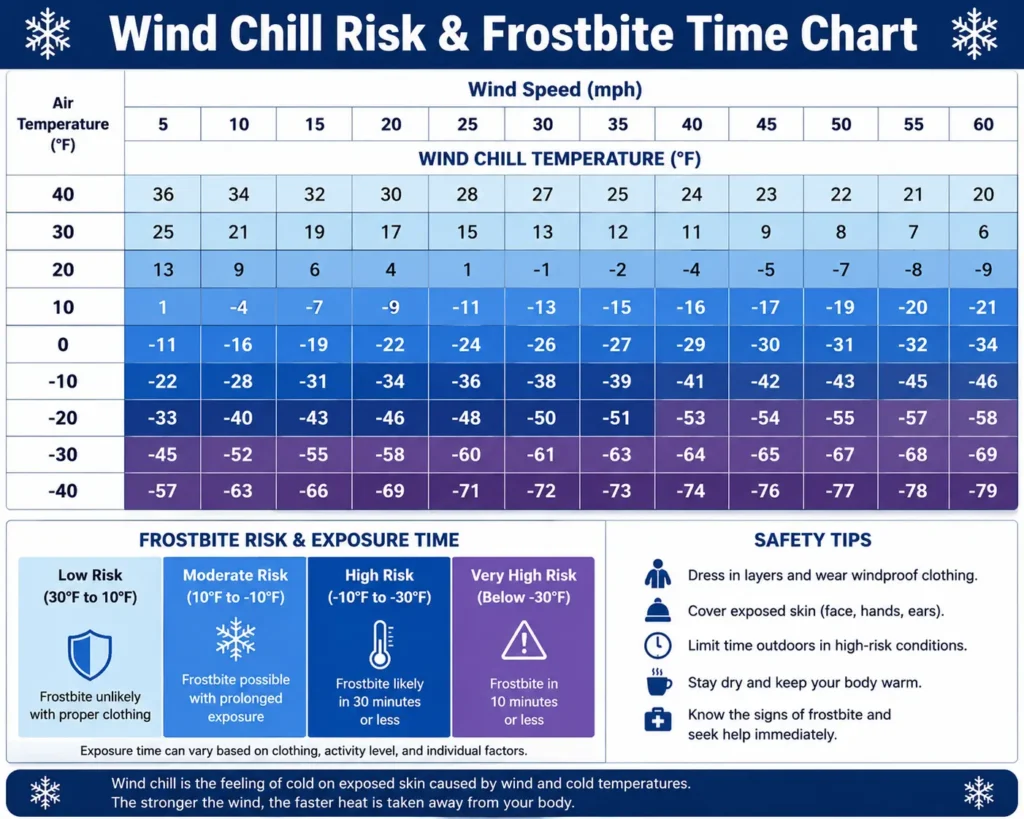 Wind Chill Calculator: How Cold Does It Really Feel? 2 wind chill risk